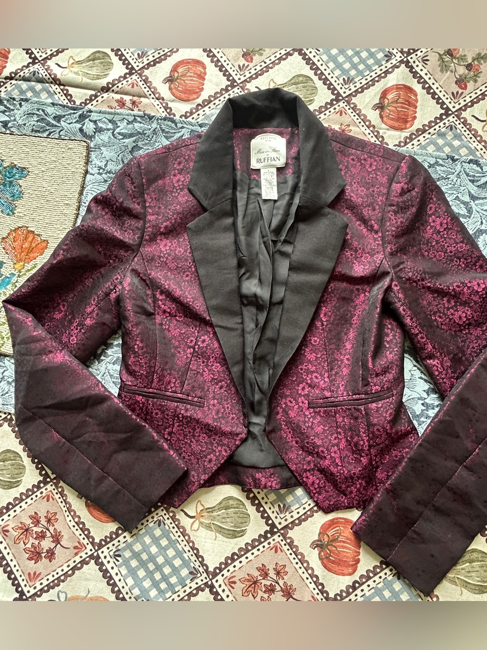 Mise en Scene by Ruffian floral brocade jacquard cropped jacket